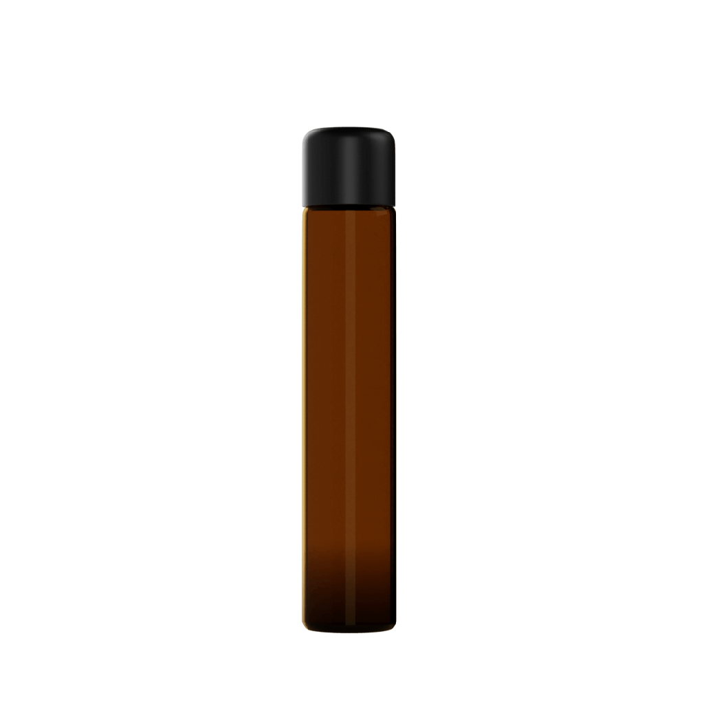 116mm Glass Pre-Roll Tube with Round Black Child Resistant Lid - Amber