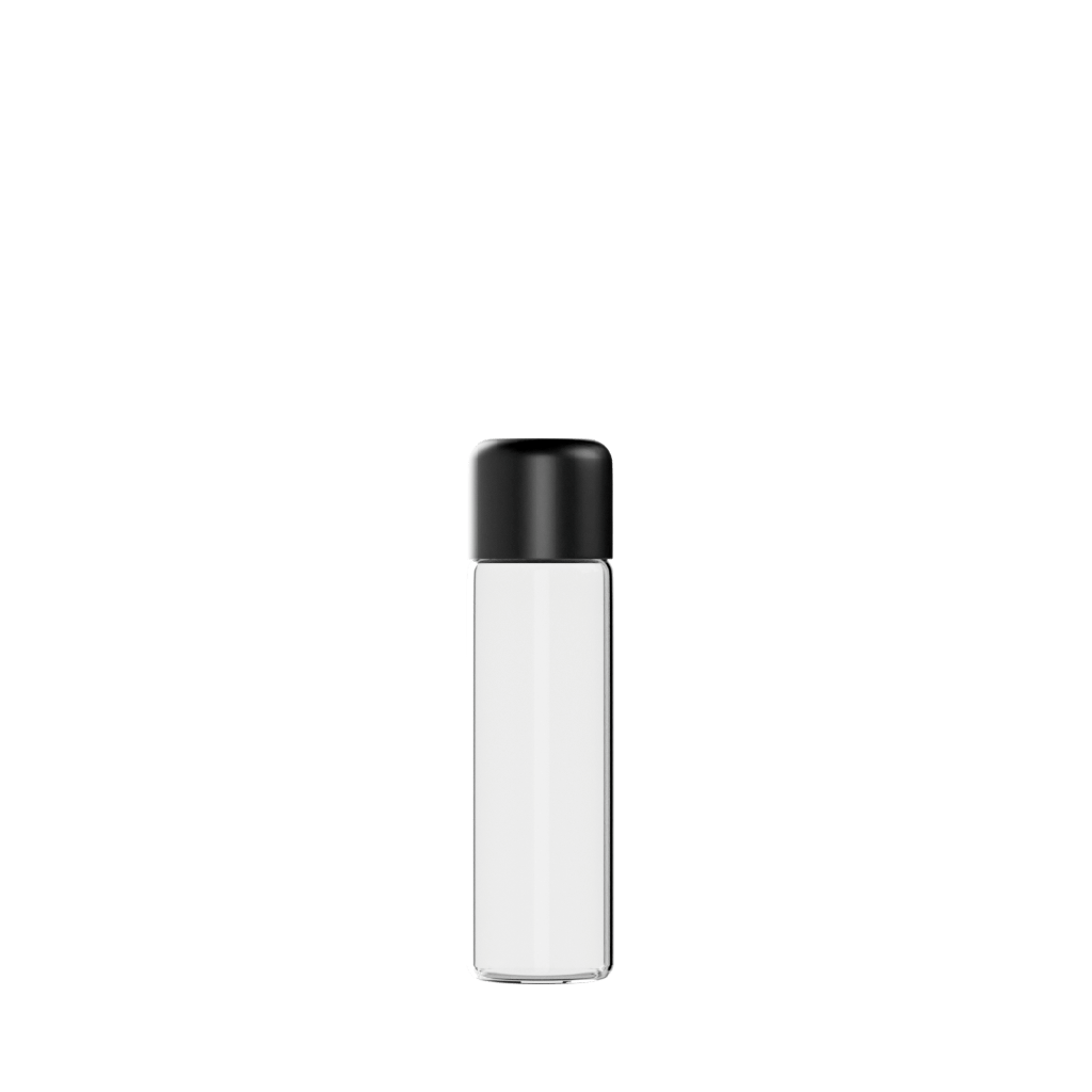 81mm Glass Pre-Roll Tubes with Round Black Child Resistant Lid - Clear